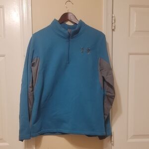 Under Armour Men's Teal and Gray Quarter-Zip Pullover